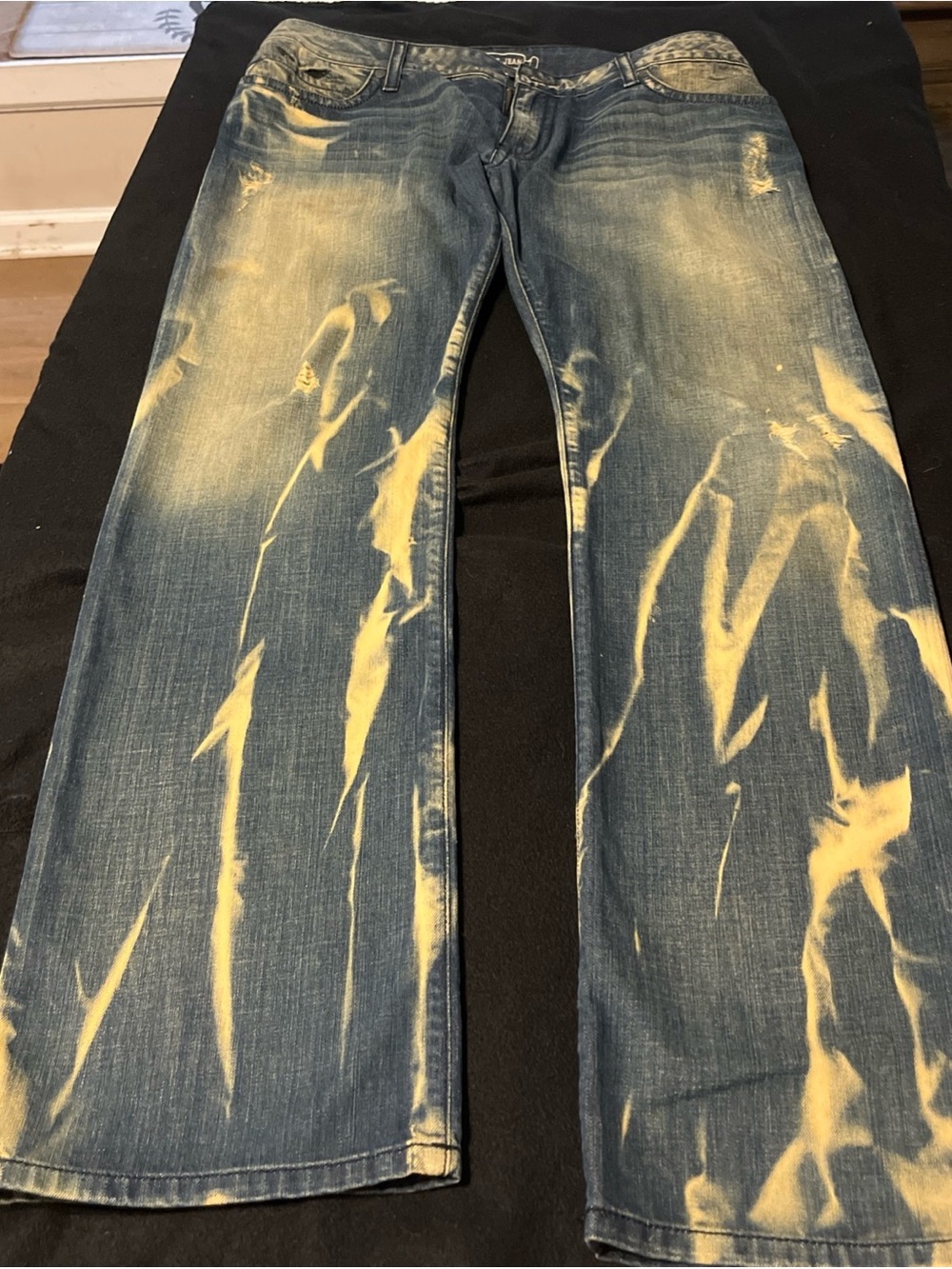 Robin's Jean Men's Blue Bleached Bootcut Jeans Size 38 Waist 34 Long